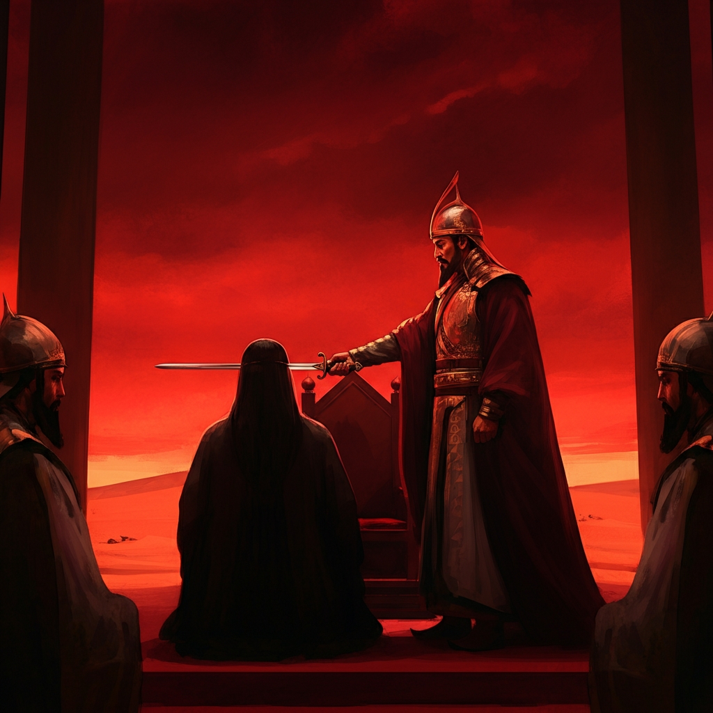 an amperor poses a sword over you, declaring you Duke